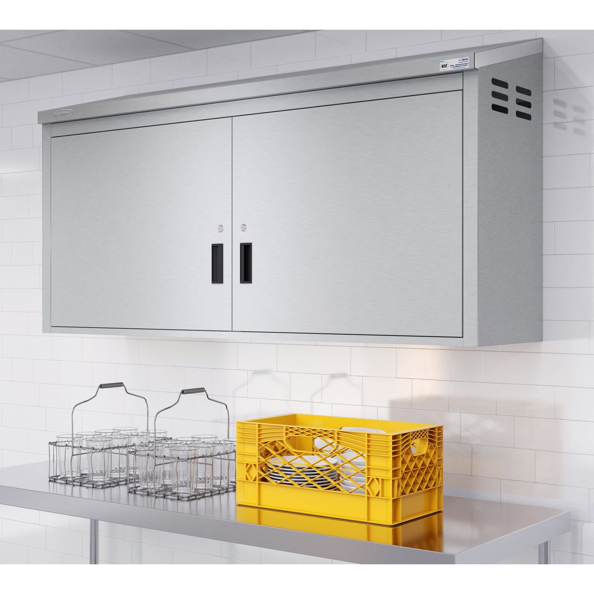 60 in. Kitchen Wall Cabinet with Hinged Doors and 2 shelves in Stainless-Steel