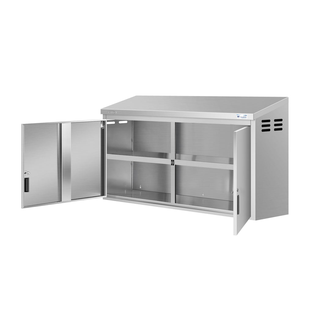 60 in. Kitchen Wall Cabinet with Hinged Doors and 2 shelves in Stainless-Steel