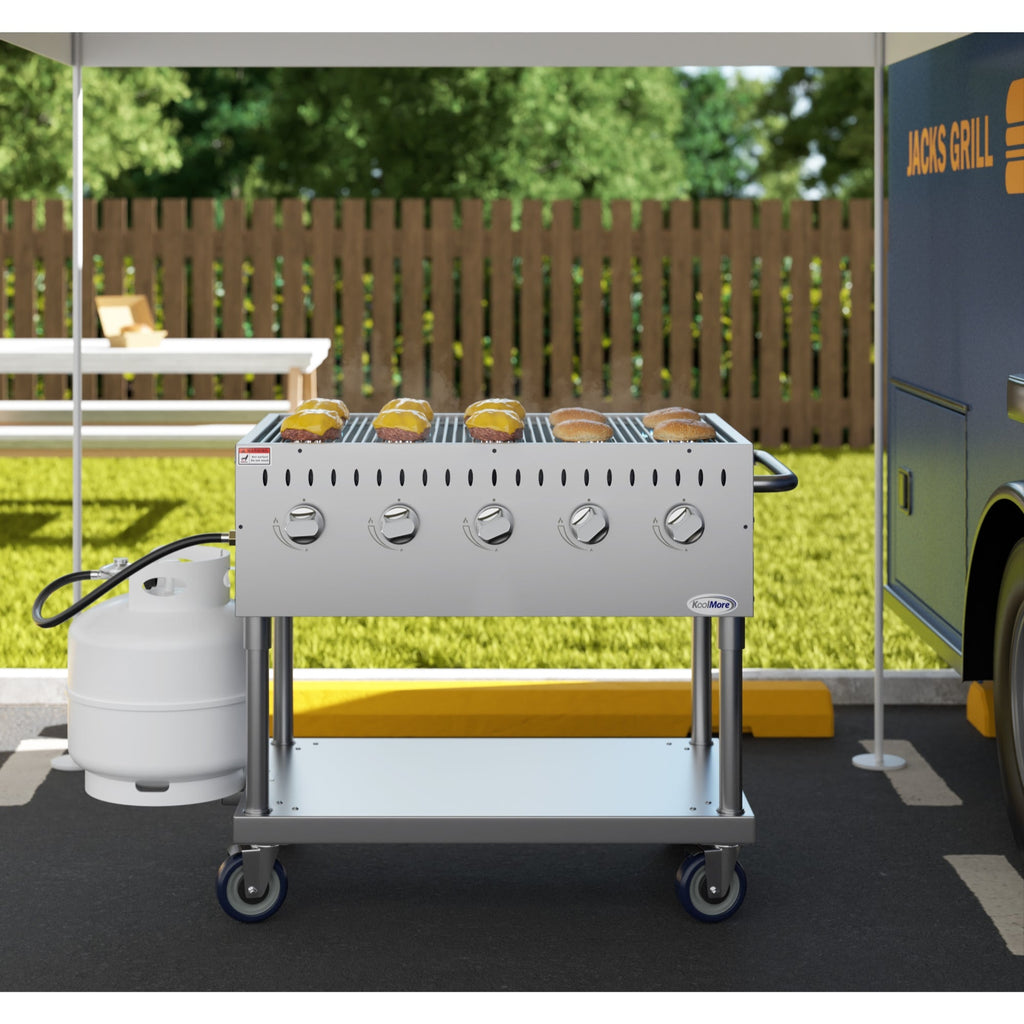 36 in. Commercial Mobile Outdoor Grill in Stainless Steel