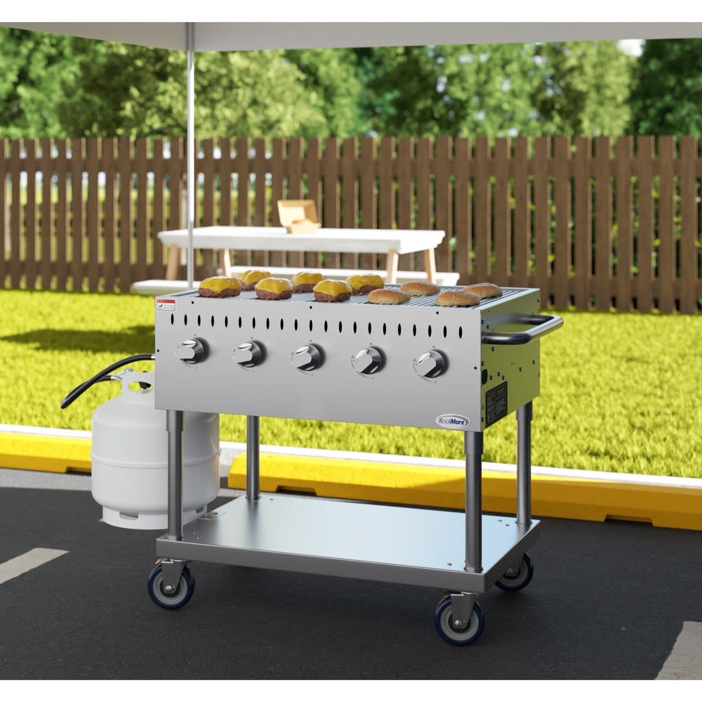 36 in. Commercial Mobile Outdoor Grill in Stainless Steel