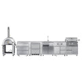 KoolMore Outdoor Kitchen Series Modular Kitchen with a Dual Fuel Pizza Oven, 3 Drawer Cabinet, Refrigerator and Cabinet, Sink, Side Burner and 30 in. BBQ Grill with Cabinet in Stainless-Steel