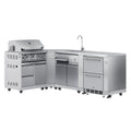 KoolMore Outdoor Kitchen Series Modular Kitchen with a 30 in. BBQ Grill And Grill Cabinet, Corner Cabinet, Sink, Refrigerator and Cabinet in Stainless-Steel