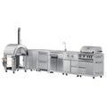 KoolMore Outdoor Kitchen Series Modular Kitchen with a Dual Fuel Pizza Oven, Corner Cabinet, Refrigerator and Cabinet, Sink, Side Burner and 30 in. BBQ Grill with Cabinet in Stainless-Steel