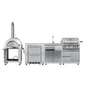 KoolMore Outdoor Kitchen Series Modular Kitchen with a Dual Fuel Pizza Oven, Refrigerator and Cabinet, Double Refrigerator Drawers, Sink and 30 in. BBQ Grill and Cabinet in Stainless-Steel