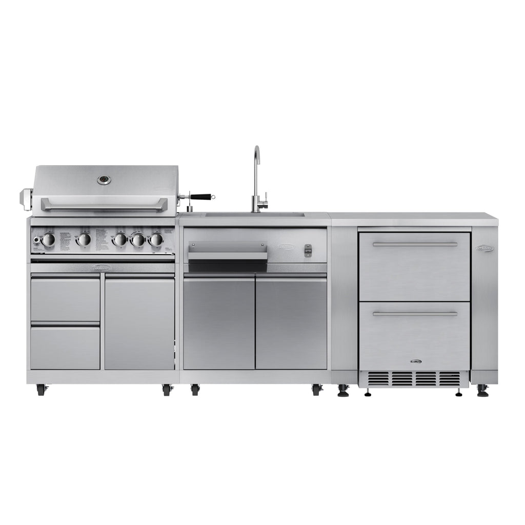 KoolMore Outdoor Kitchen Series Modular Kitchen with a 30 in. BBQ Grill And Grill Cabinet, Sink, Refrigerator and Cabinet in Stainless-Steel