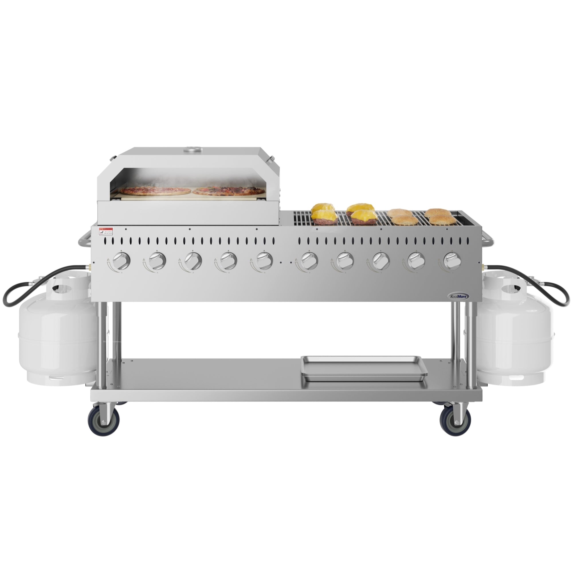 72 in. Commercial Outdoor Propane Gas Grill with 36 in. Pizza Oven in Stainless-Steel