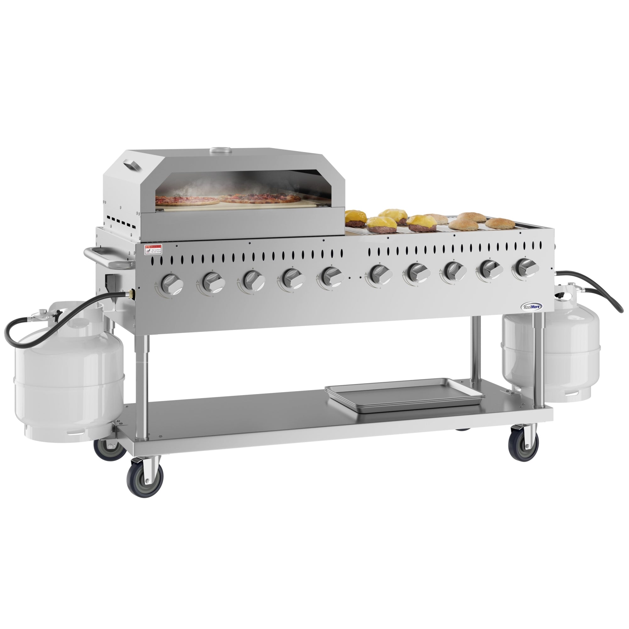 72 in. Commercial Outdoor Propane Gas Grill with 36 in. Pizza Oven in Stainless-Steel