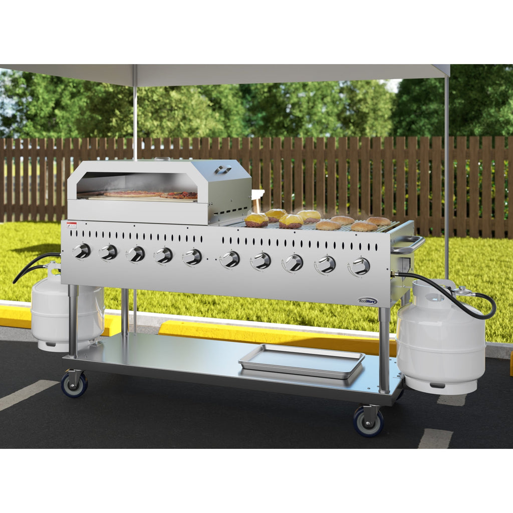 72 in. Commercial Outdoor Propane Gas Grill with 36 in. Pizza Oven in Stainless-Steel