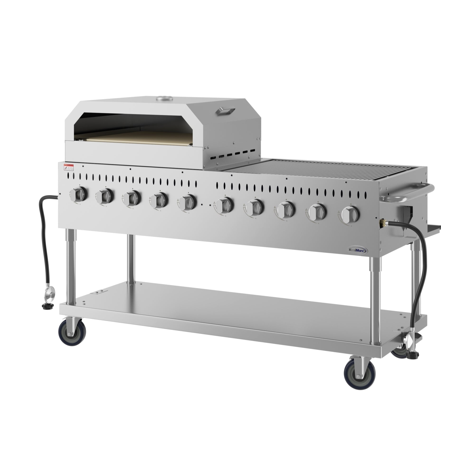 72 in. Commercial Outdoor Propane Gas Grill with 36 in. Pizza Oven in Stainless-Steel