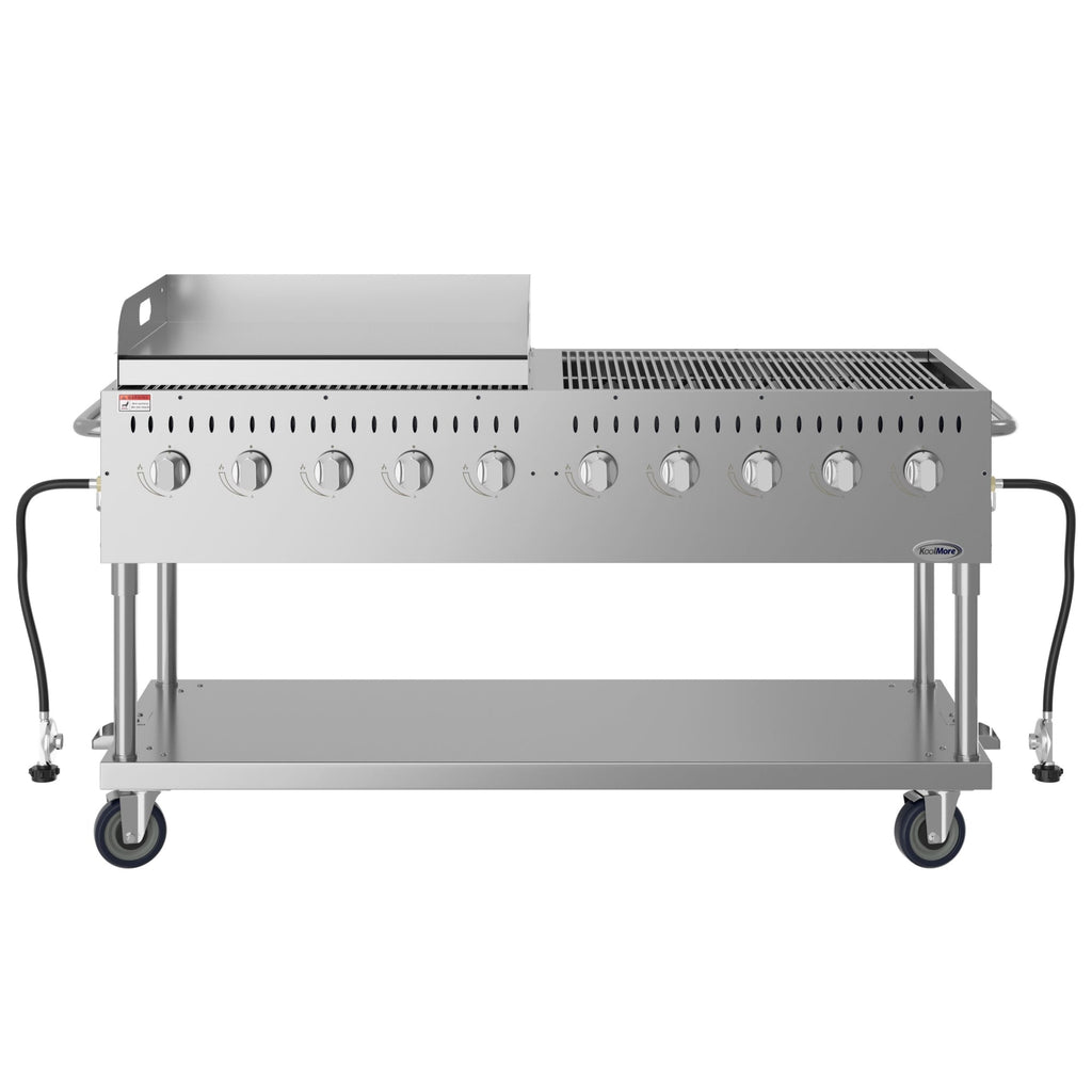 72 in. Commercial Outdoor Propane Gas Grill with 36 in. Griddle in Stainless-Steel, ETL Listed
