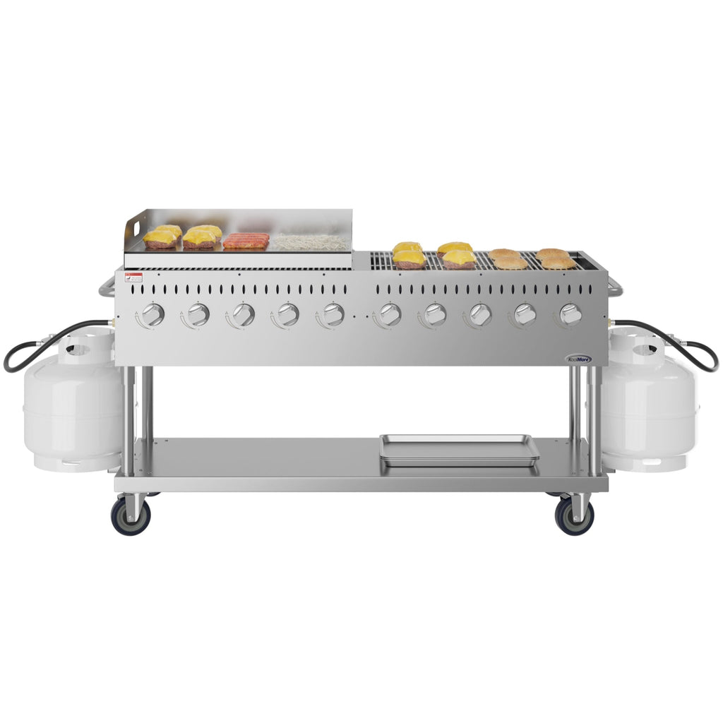 72 in. Commercial Outdoor Propane Gas Grill with 36 in. Griddle in Stainless-Steel, ETL Listed
