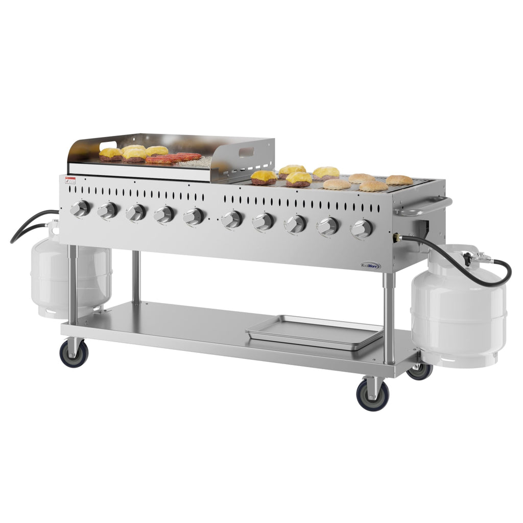 72 in. Commercial Outdoor Propane Gas Grill with 36 in. Griddle in Stainless-Steel, ETL Listed