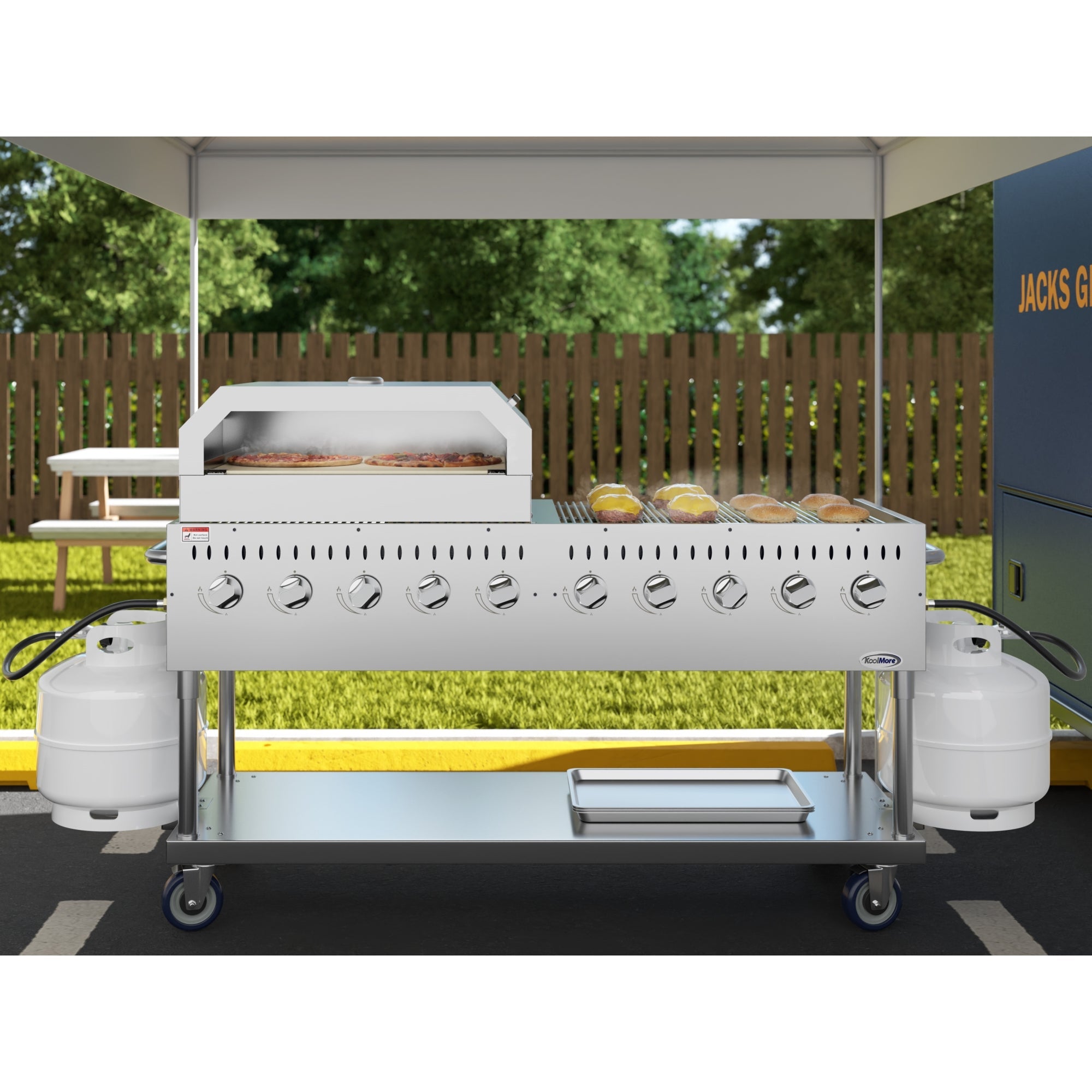 72 in. Commercial Outdoor Propane Gas Grill with 36 in. Griddle in Stainless-Steel, ETL Listed