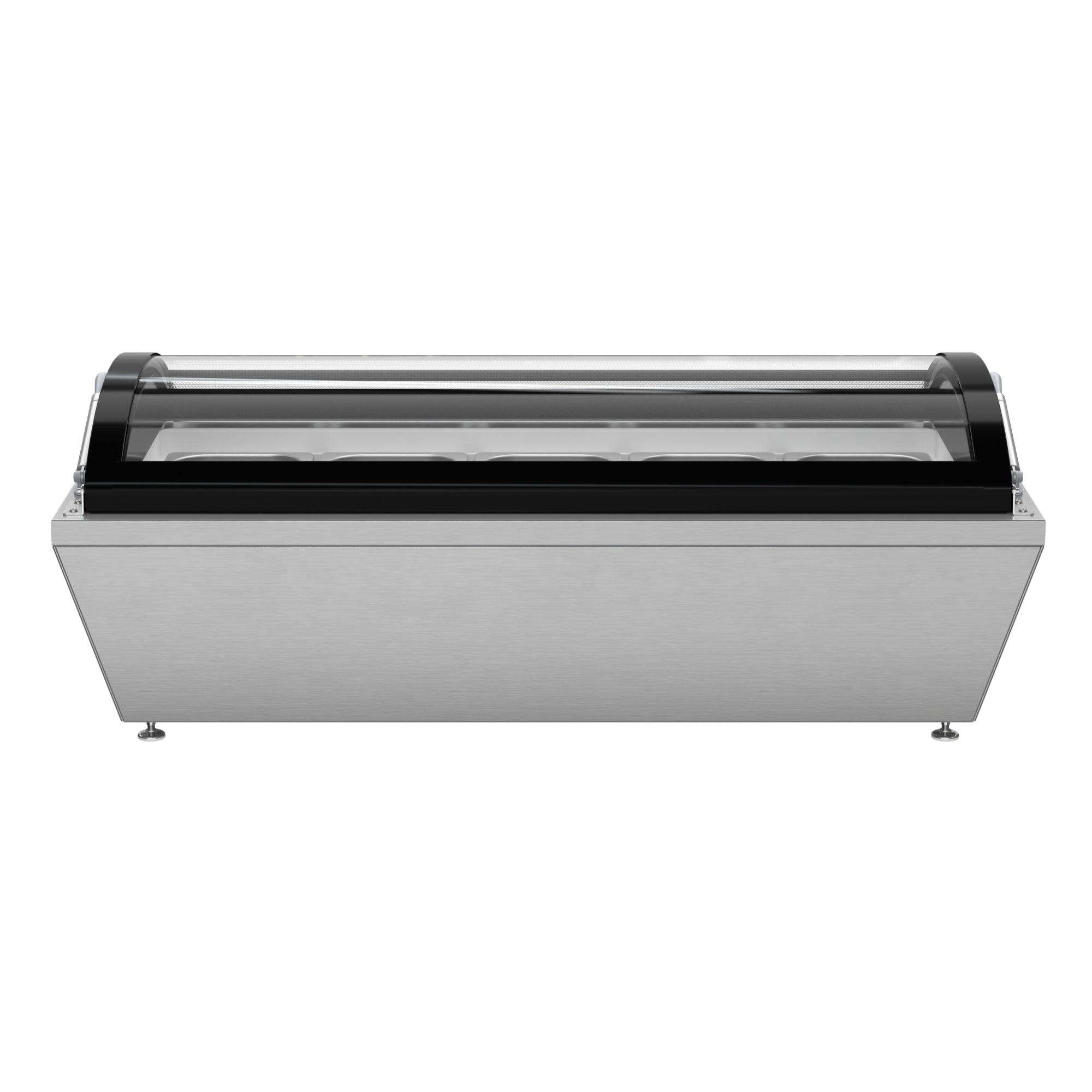 39 in. 5-Pan Countertop Ice Cream Display Freezer with Curved Glass Top in Stainless-Steel