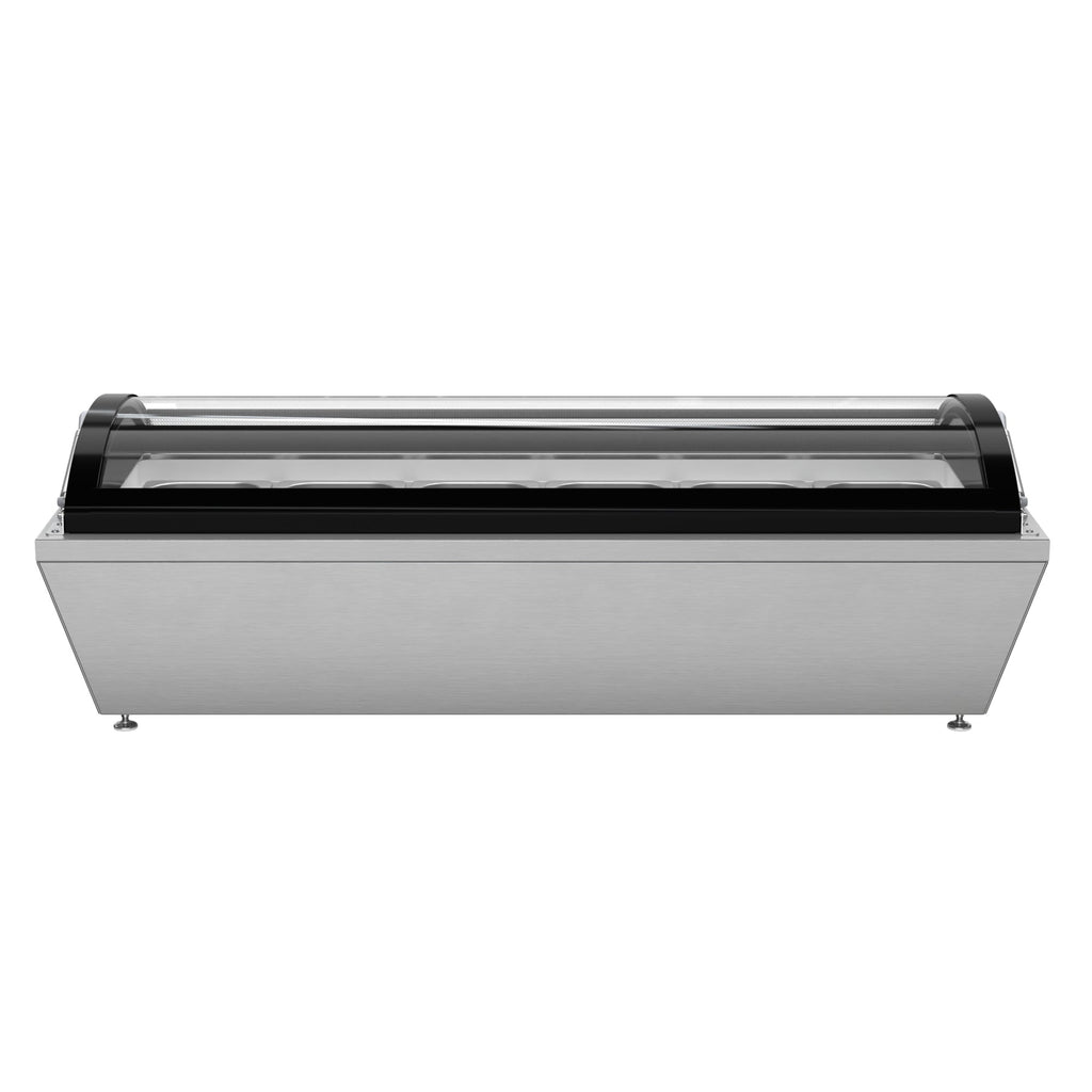 45 in. 6-Pan Countertop Ice Cream Display Freezer with Curved Glass Top in Stainless-Steel