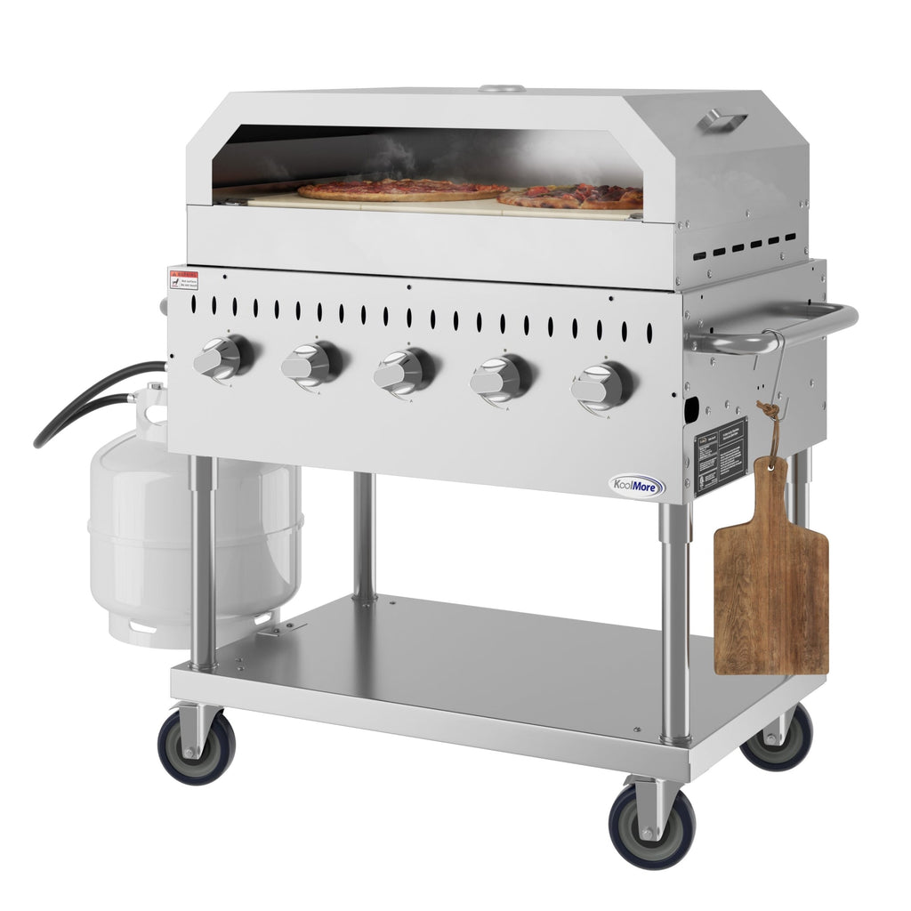 36 in. Commercial Outdoor Propane Grill With Pizza Oven in Stainless-Steel