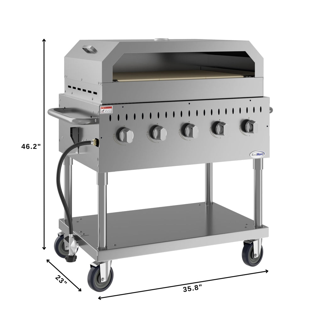 36 in. Commercial Outdoor Propane Grill With Pizza Oven in Stainless-Steel