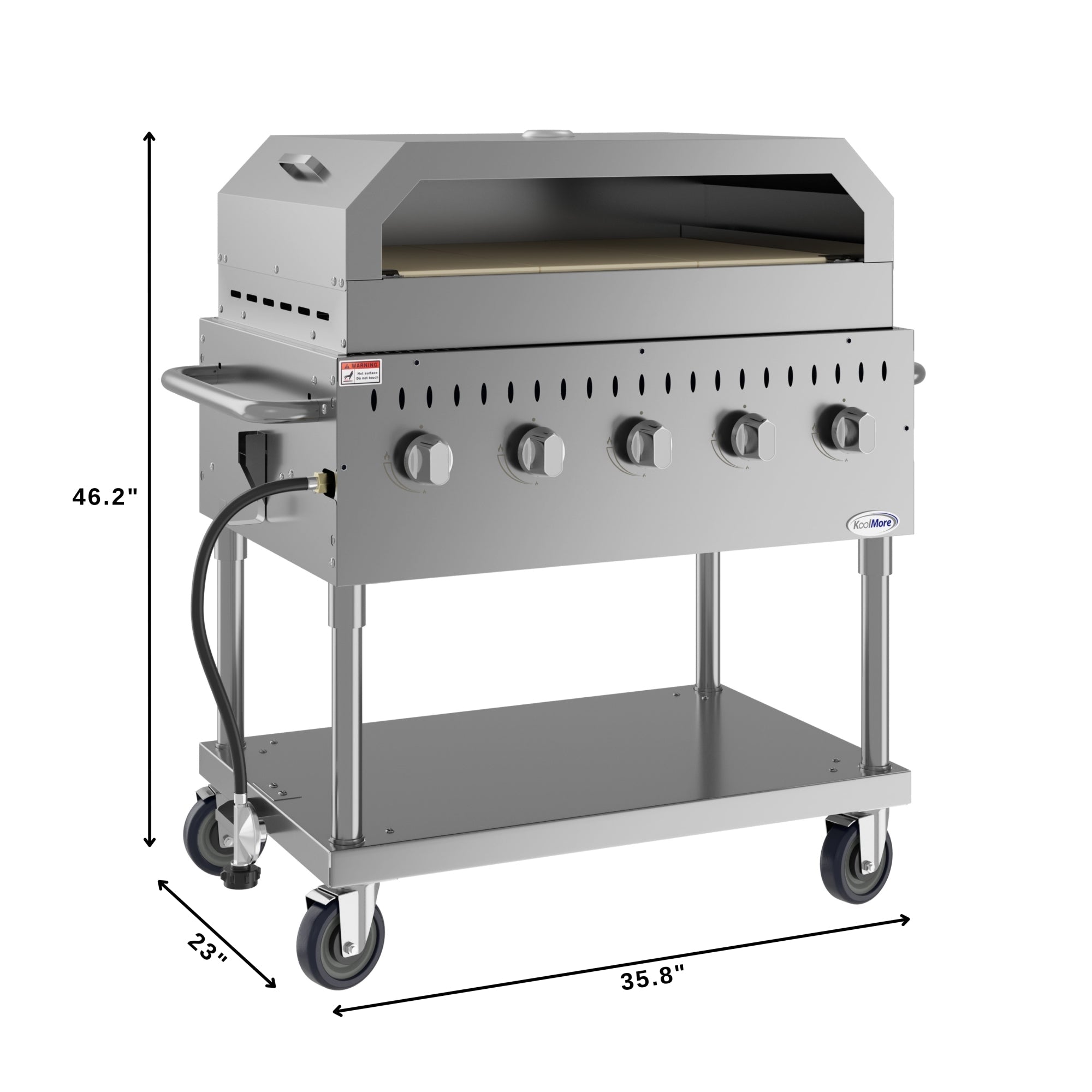 36 in. Commercial Outdoor Propane Grill With Pizza Oven in Stainless-Steel