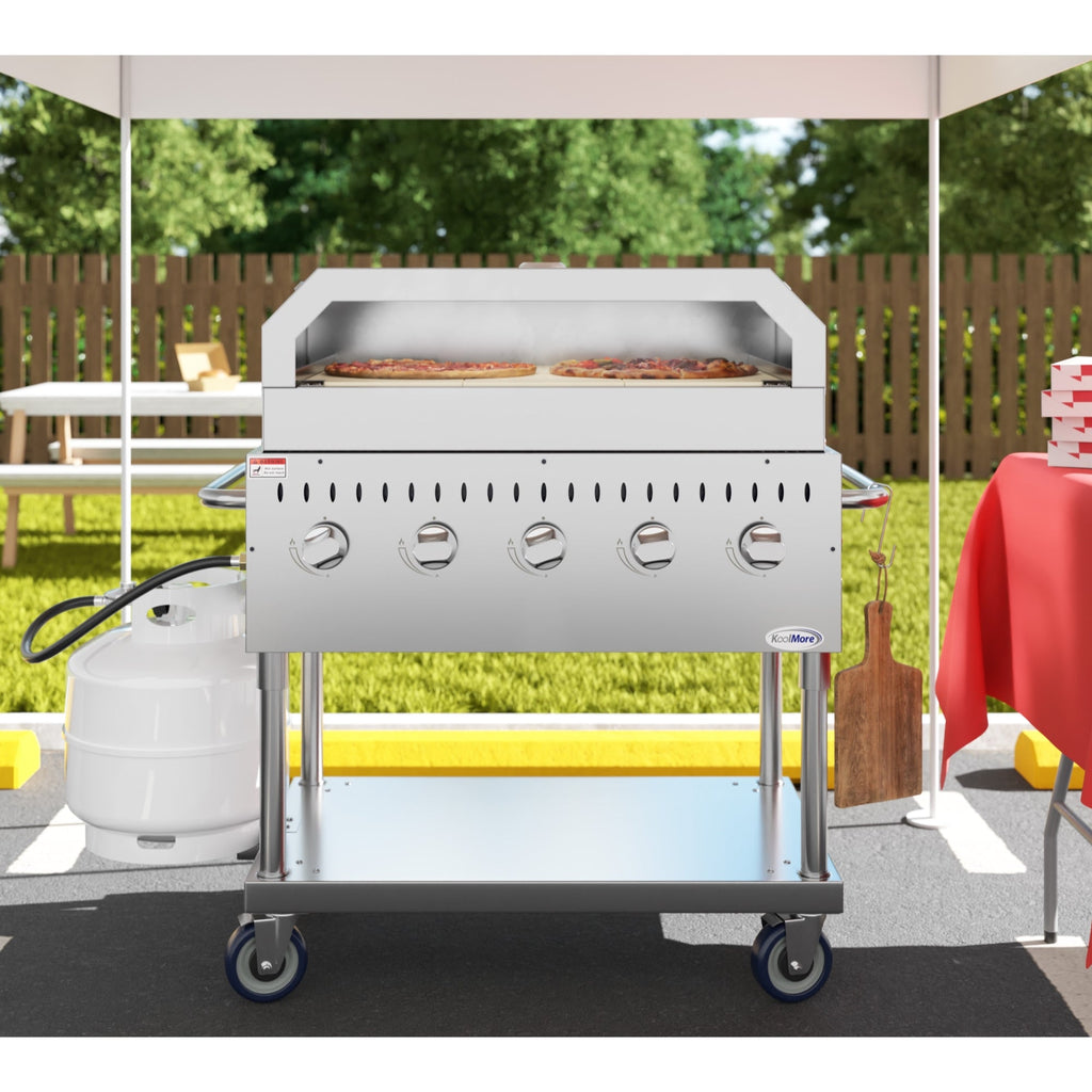 36 in. Commercial Outdoor Propane Grill With Pizza Oven in Stainless-Steel