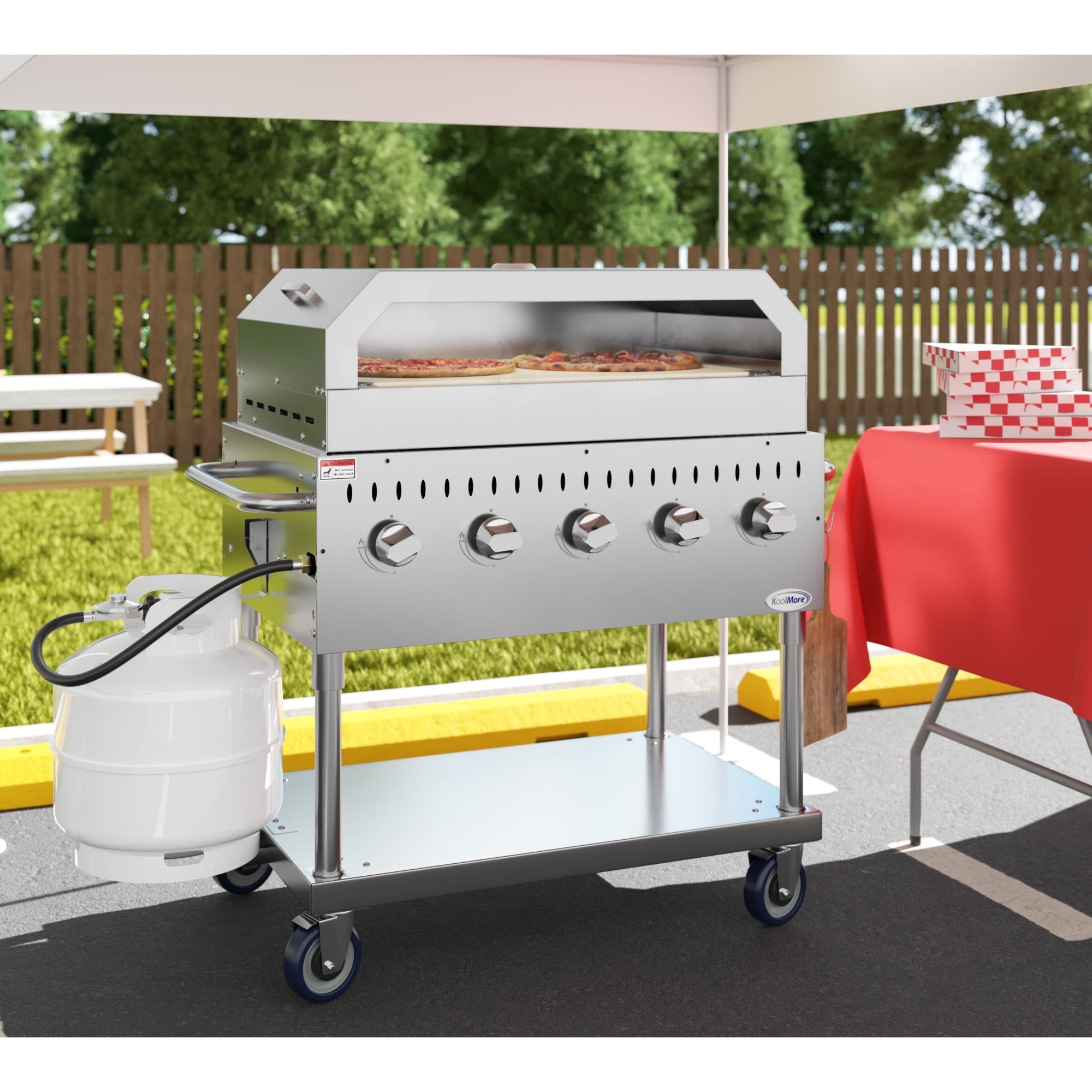 36 in. Commercial Outdoor Propane Grill With Pizza Oven in Stainless-Steel