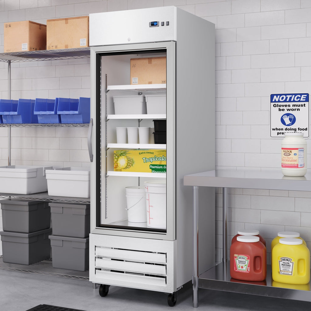 27 in. Commercial One Glass Door Convertible Reach-In Refrigerator/Freezer with 23 Cu. Ft. Capacity in Stainless Steel, ETL Listed