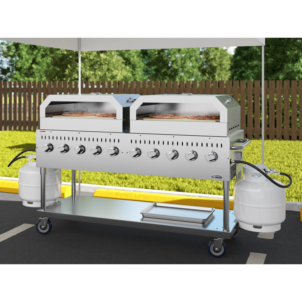 72 in. Commercial Outdoor Propane Gas Grill with Two 36 in. Pizza Ovens in Stainless-Steel, ETL Listed