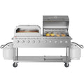 72 in. Commercial Outdoor Propane Gas Grill with 36 in. Roll Dome Cover and 36 in. Pizza Oven in Stainless-Steel, ETL Listed