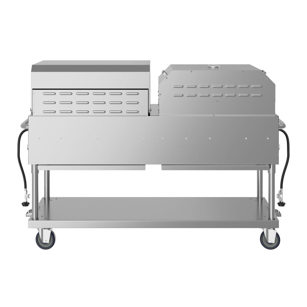 72 in. Commercial Outdoor Propane Gas Grill with 36 in. Roll Dome Cover and 36 in. Pizza Oven in Stainless-Steel, ETL Listed