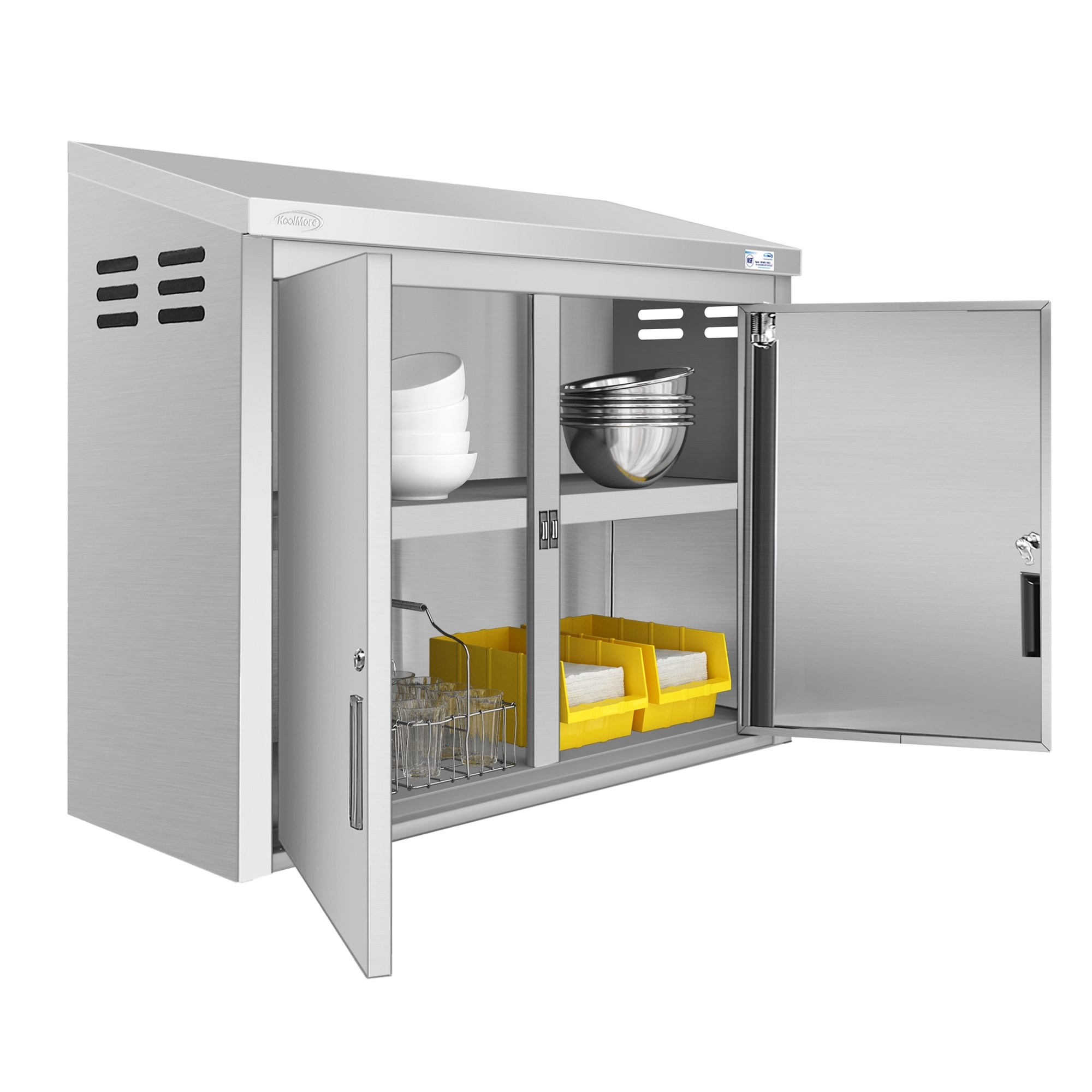 36 in. Kitchen Wall Cabinet with Hinged Doors and 2 shelves in Stainless-Steel