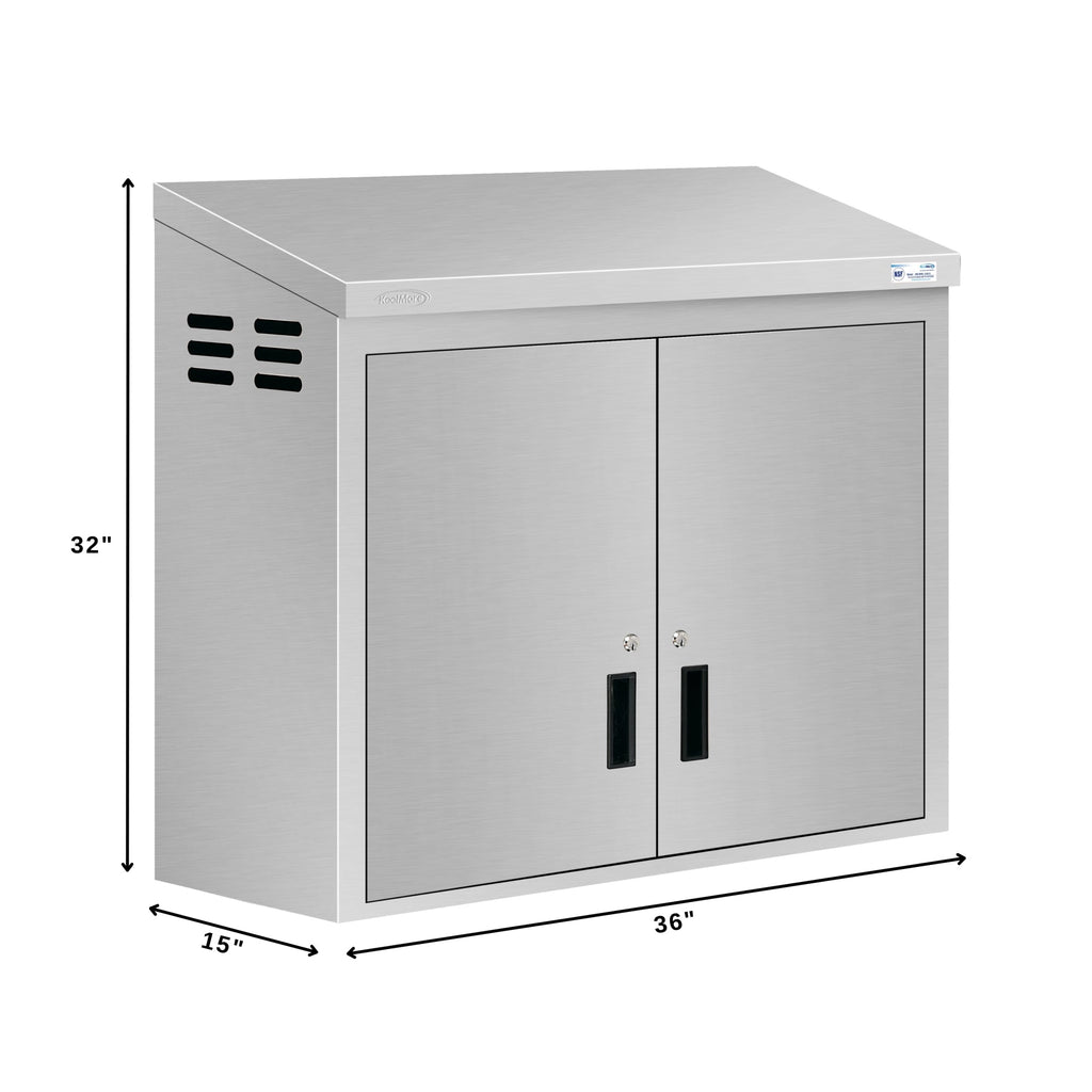 36 in. Kitchen Wall Cabinet with Hinged Doors and 2 shelves in Stainless-Steel