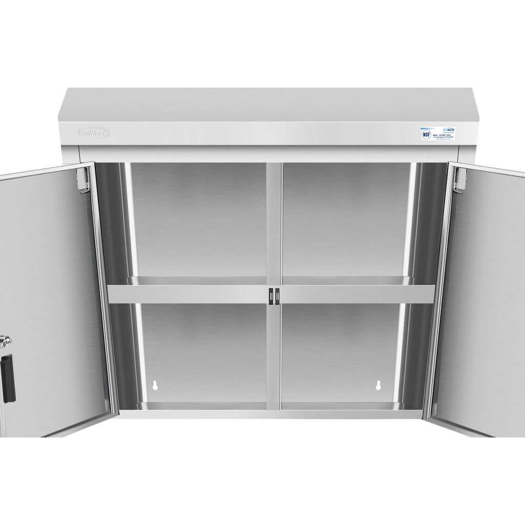 36 in. Kitchen Wall Cabinet with Hinged Doors and 2 shelves in Stainless-Steel