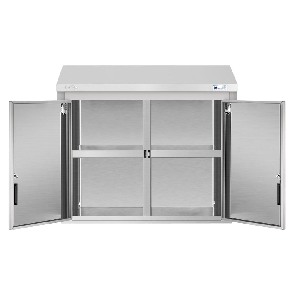 36 in. Kitchen Wall Cabinet with Hinged Doors and 2 shelves in Stainless-Steel