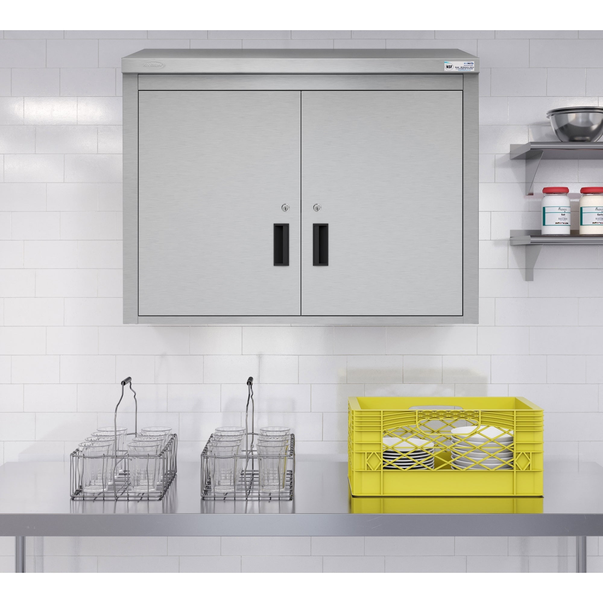 36 in. Kitchen Wall Cabinet with Hinged Doors and 2 shelves in Stainless-Steel