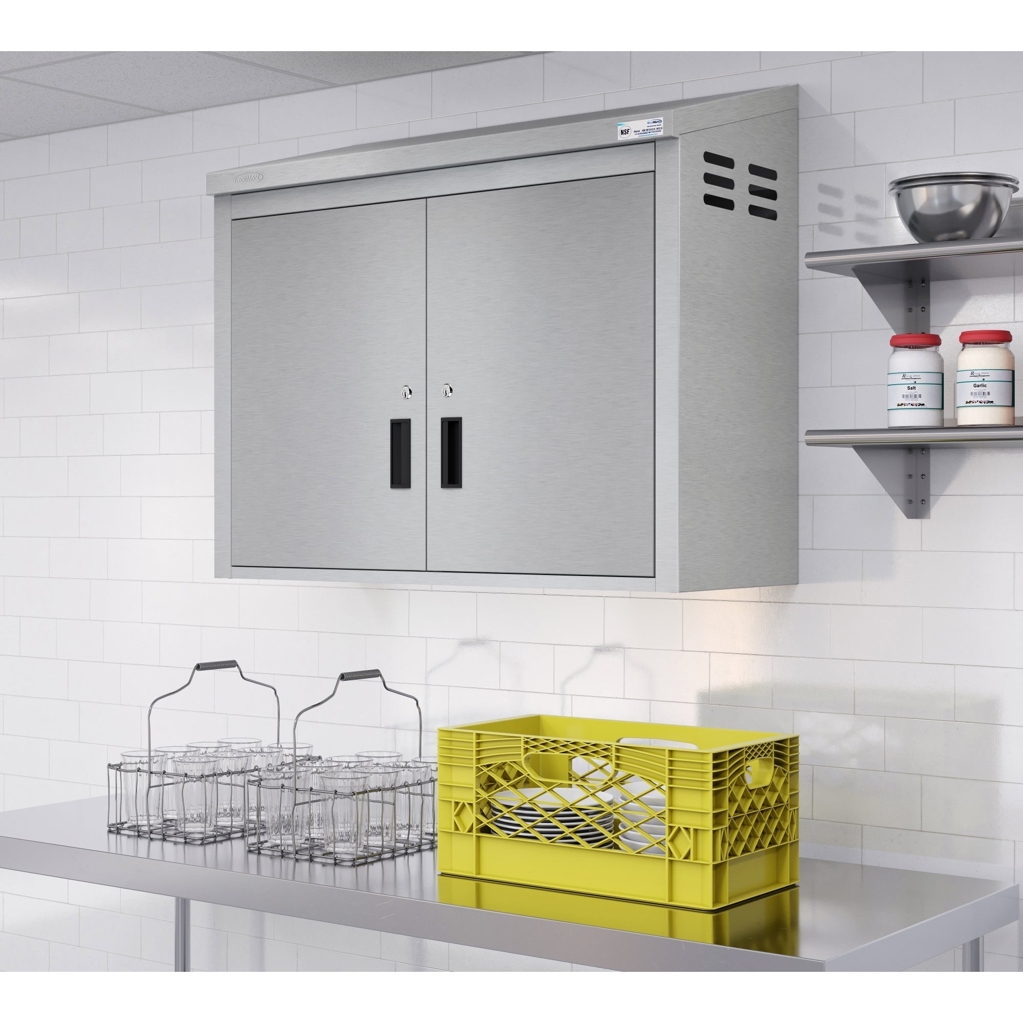 36 in. Kitchen Wall Cabinet with Hinged Doors and 2 shelves in Stainless-Steel