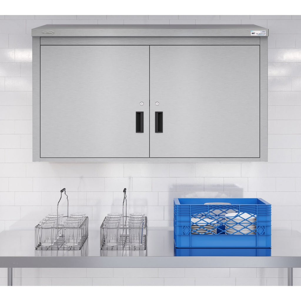 48 in. Kitchen Wall Cabinet with Hinged Doors and 2 shelves in Stainless-Steel