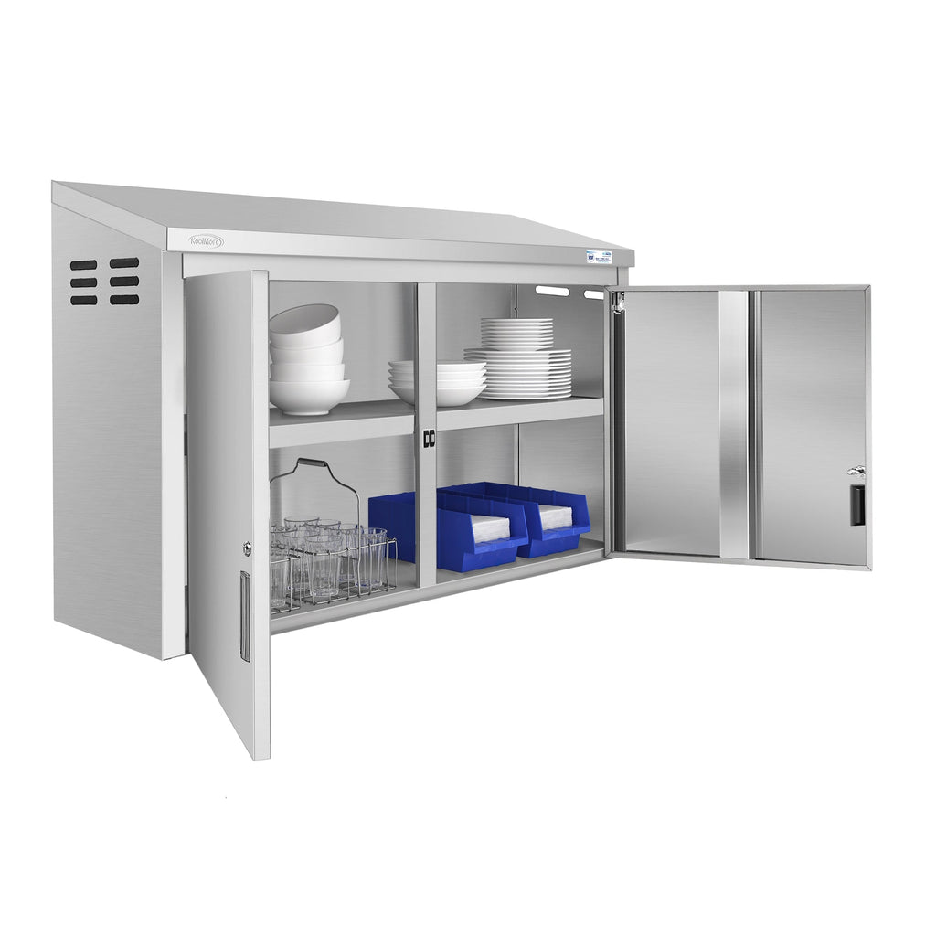 48 in. Kitchen Wall Cabinet with Hinged Doors and 2 shelves in Stainless-Steel