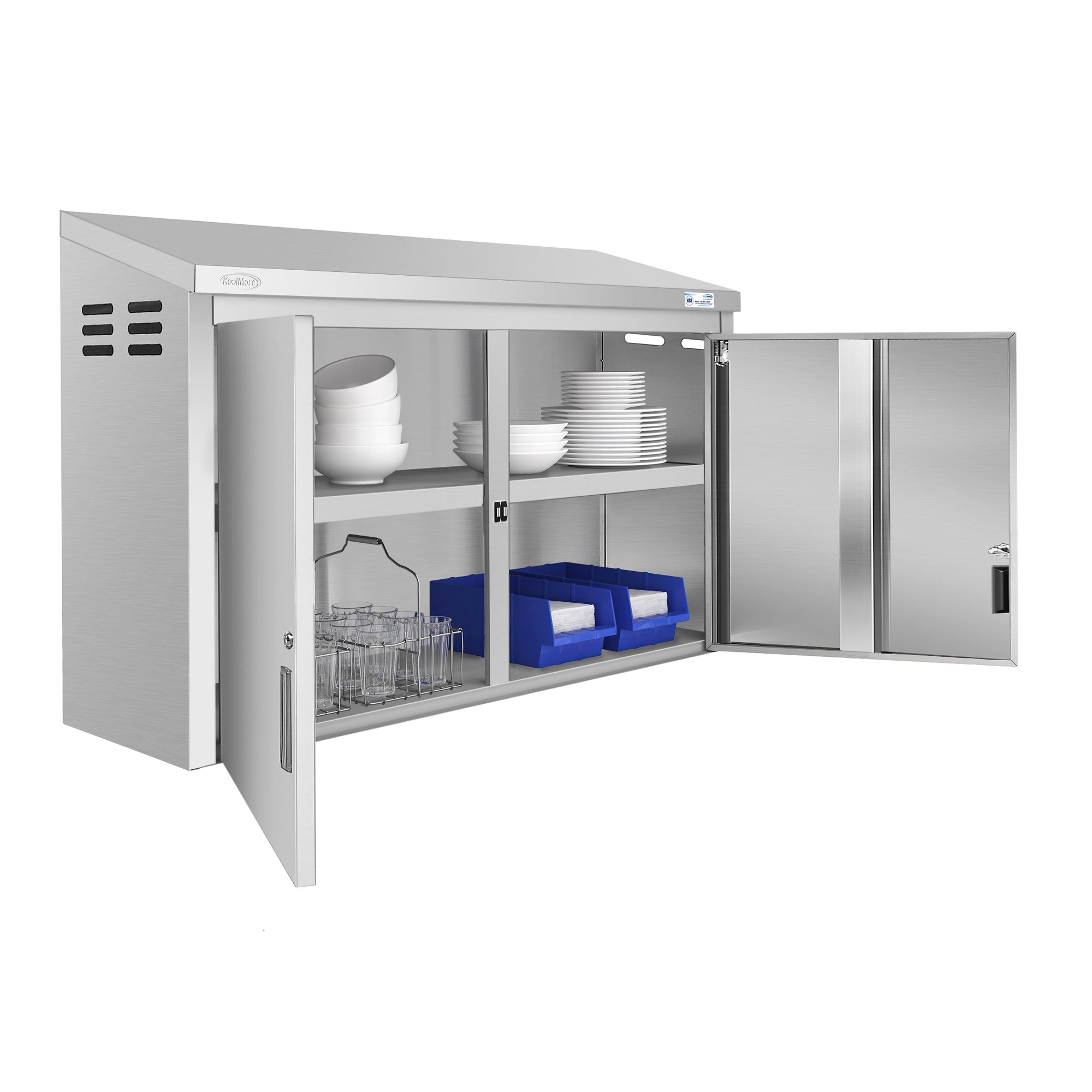 48 in. Kitchen Wall Cabinet with Hinged Doors and 2 shelves in Stainless-Steel