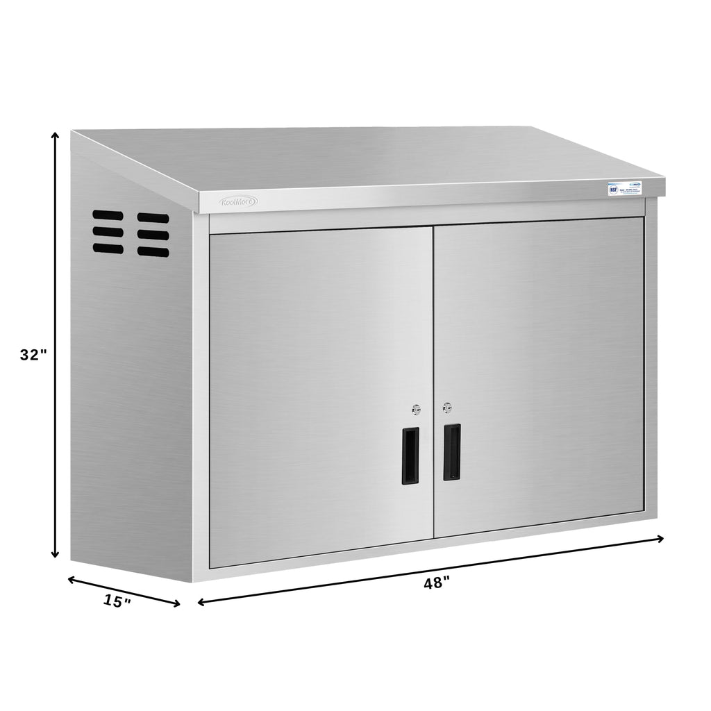 48 in. Kitchen Wall Cabinet with Hinged Doors and 2 shelves in Stainless-Steel