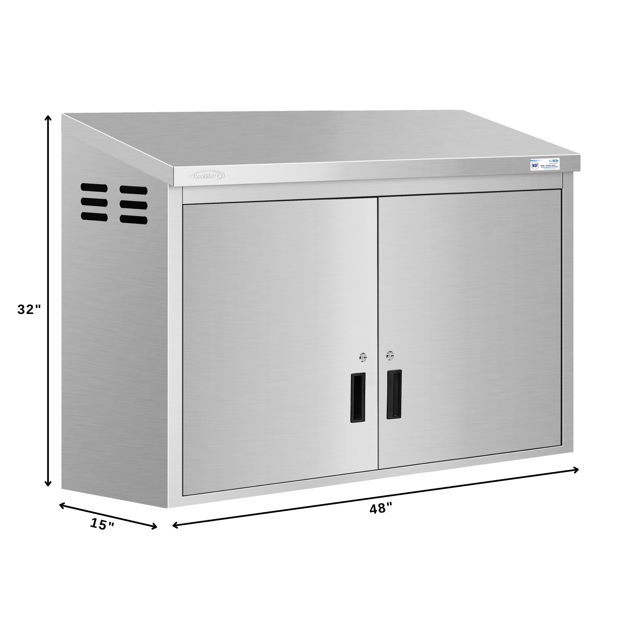 48 in. Kitchen Wall Cabinet with Hinged Doors and 2 shelves in Stainless-Steel