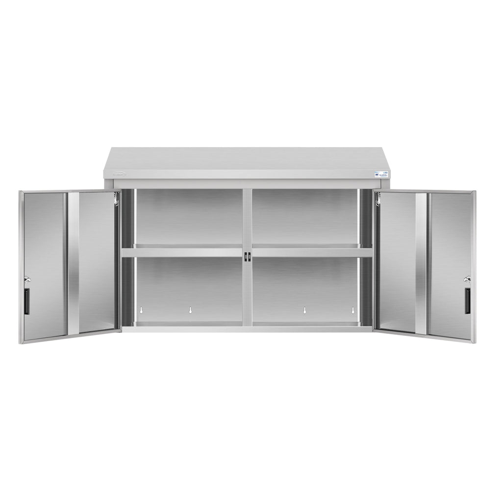 48 in. Kitchen Wall Cabinet with Hinged Doors and 2 shelves in Stainless-Steel