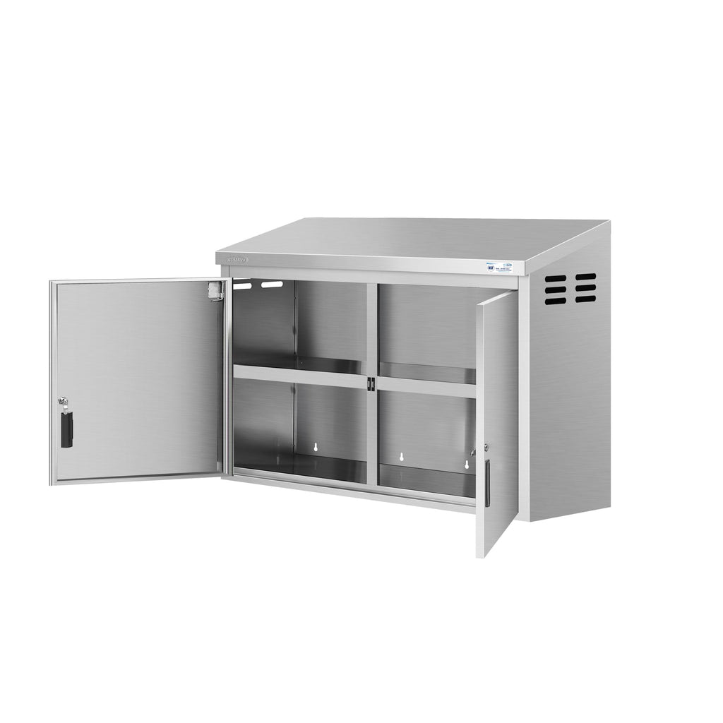 48 in. Kitchen Wall Cabinet with Hinged Doors and 2 shelves in Stainless-Steel