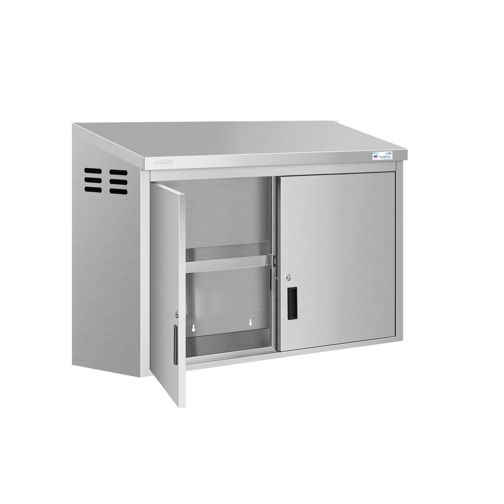 48 in. Kitchen Wall Cabinet with Hinged Doors and 2 shelves in Stainless-Steel