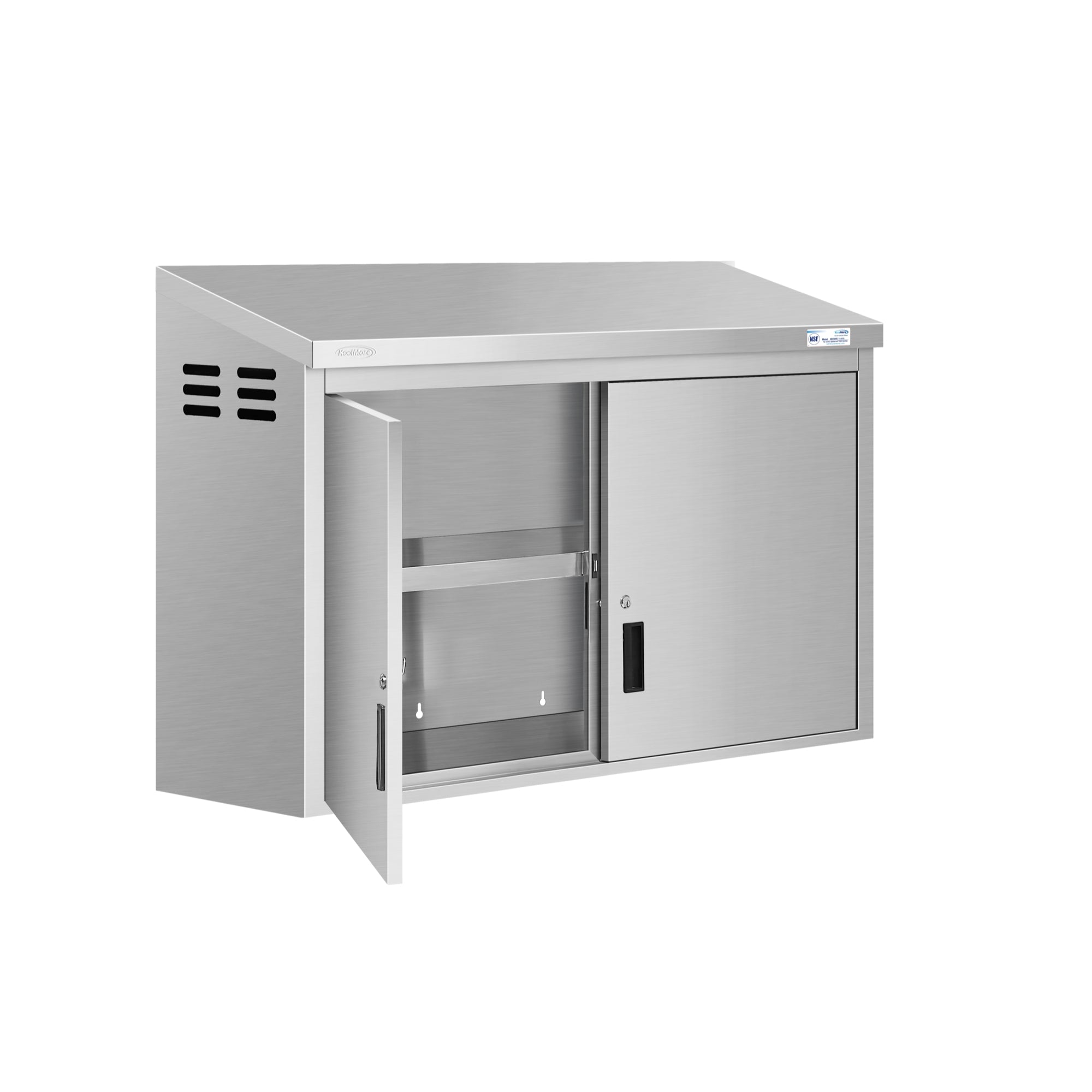 48 in. Kitchen Wall Cabinet with Hinged Doors and 2 shelves in Stainless-Steel
