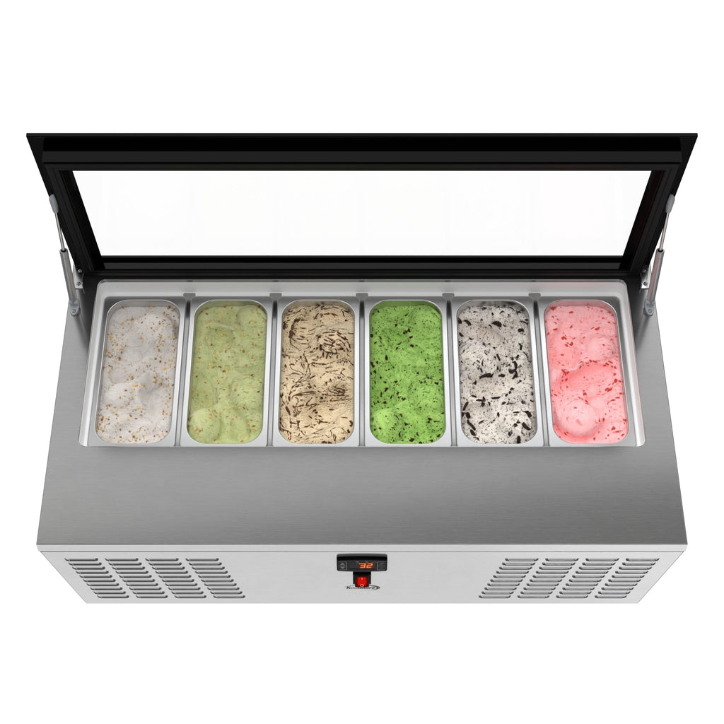 45 in. 6-Pan Countertop Ice Cream Display Freezer with Glass Top in Stainless-Steel