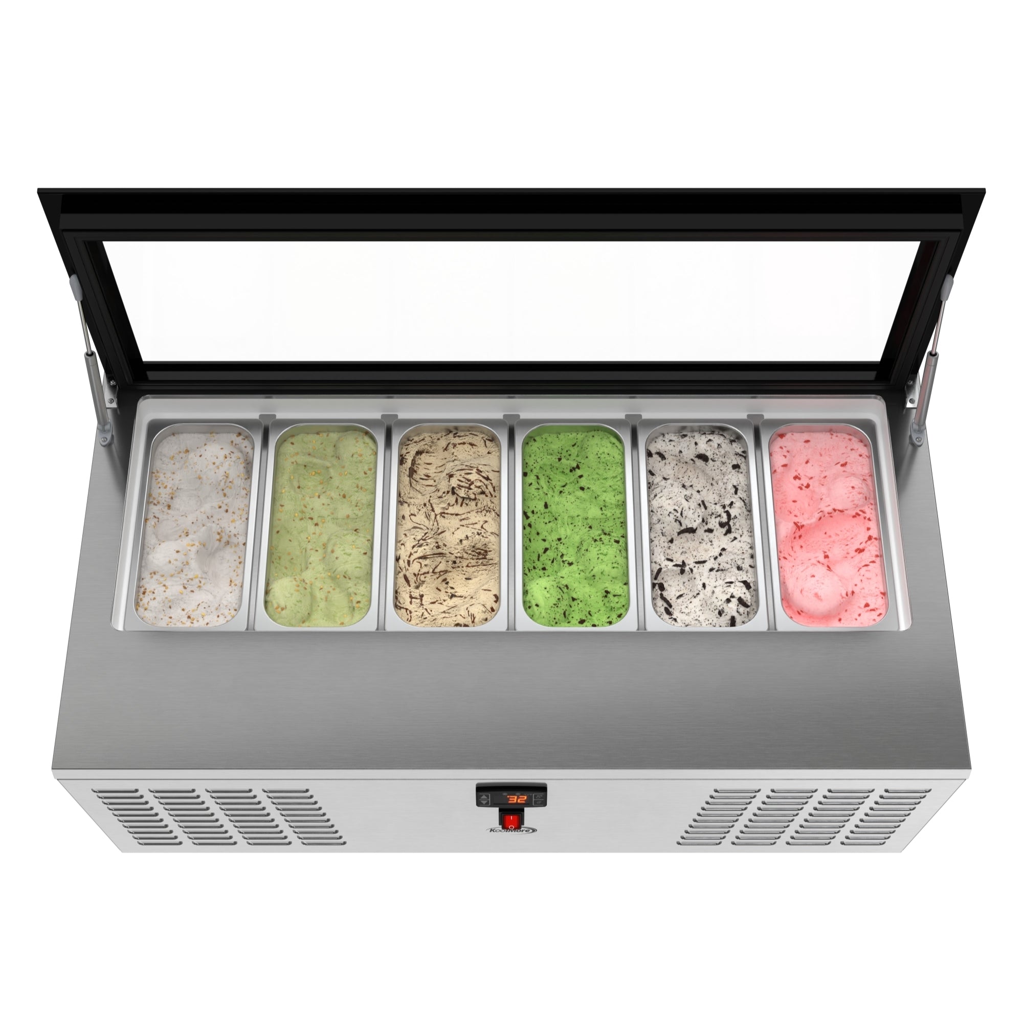45 in. 6-Pan Countertop Ice Cream Display Freezer with Glass Top in Stainless-Steel