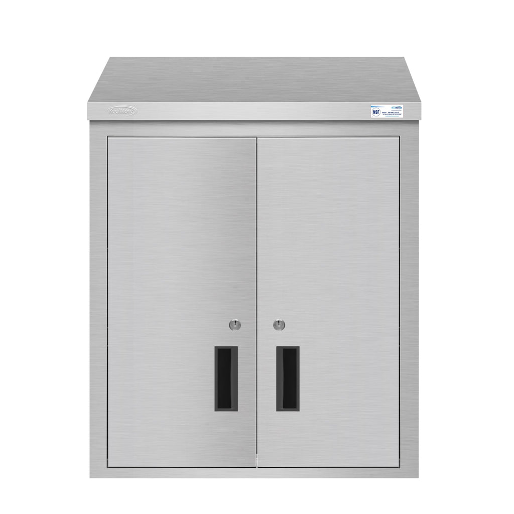 24 in. Kitchen Wall Cabinet with Hinged Doors and 2 shelves in Stainless-Steel