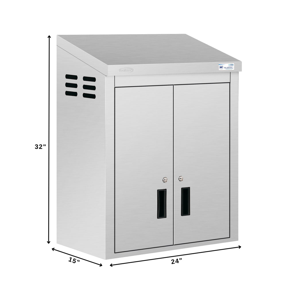 24 in. Kitchen Wall Cabinet with Hinged Doors and 2 shelves in Stainless-Steel