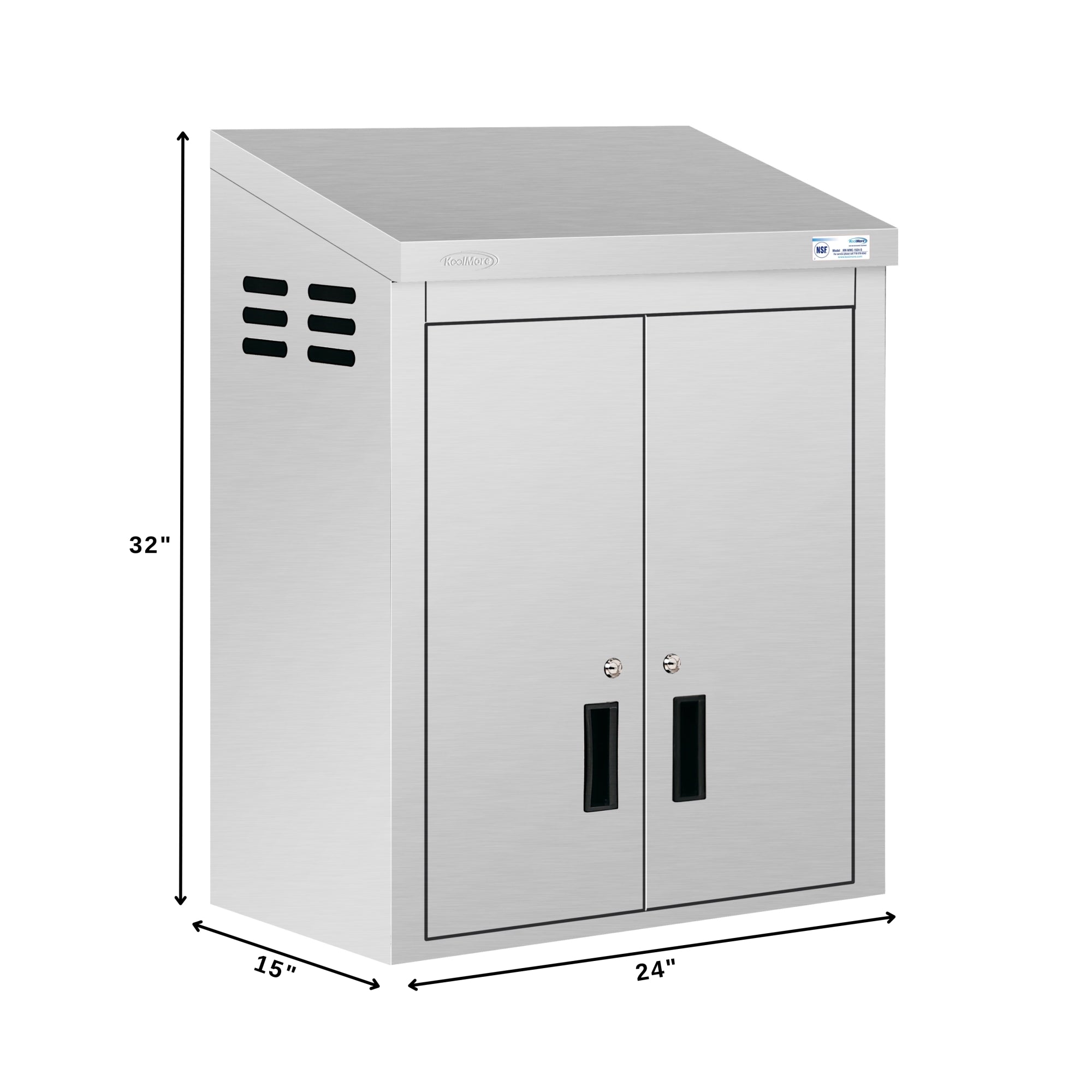 24 in. Kitchen Wall Cabinet with Hinged Doors and 2 shelves in Stainless-Steel