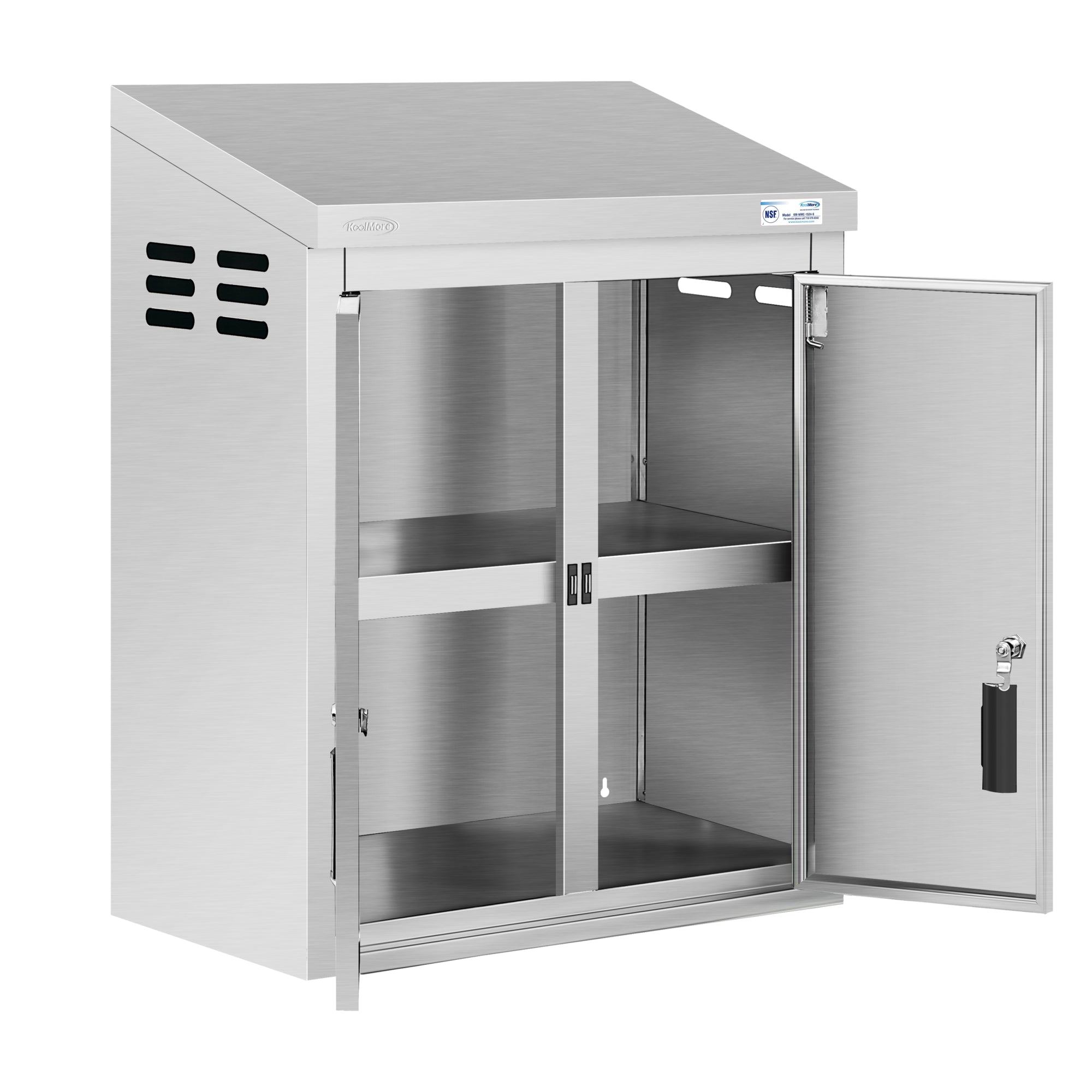 24 in. Kitchen Wall Cabinet with Hinged Doors and 2 shelves in Stainless-Steel