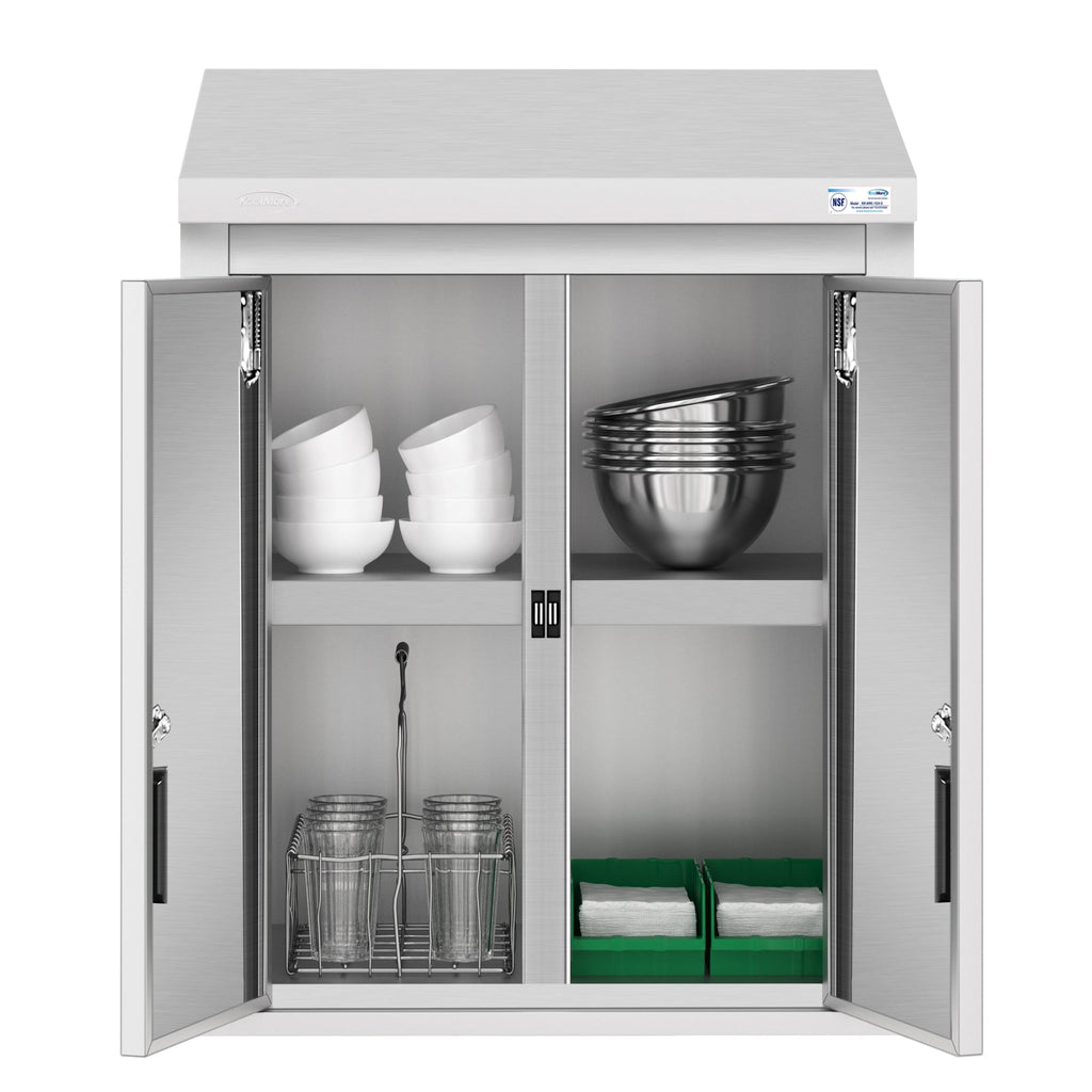 24 in. Kitchen Wall Cabinet with Hinged Doors and 2 shelves in Stainless-Steel